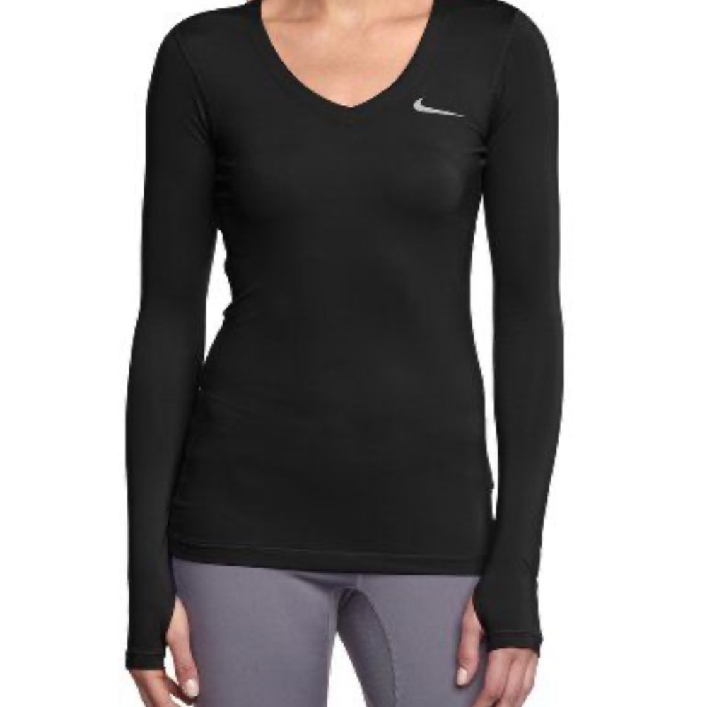 Nike Pro Long-Sleeve Womens V-Neck Shirt